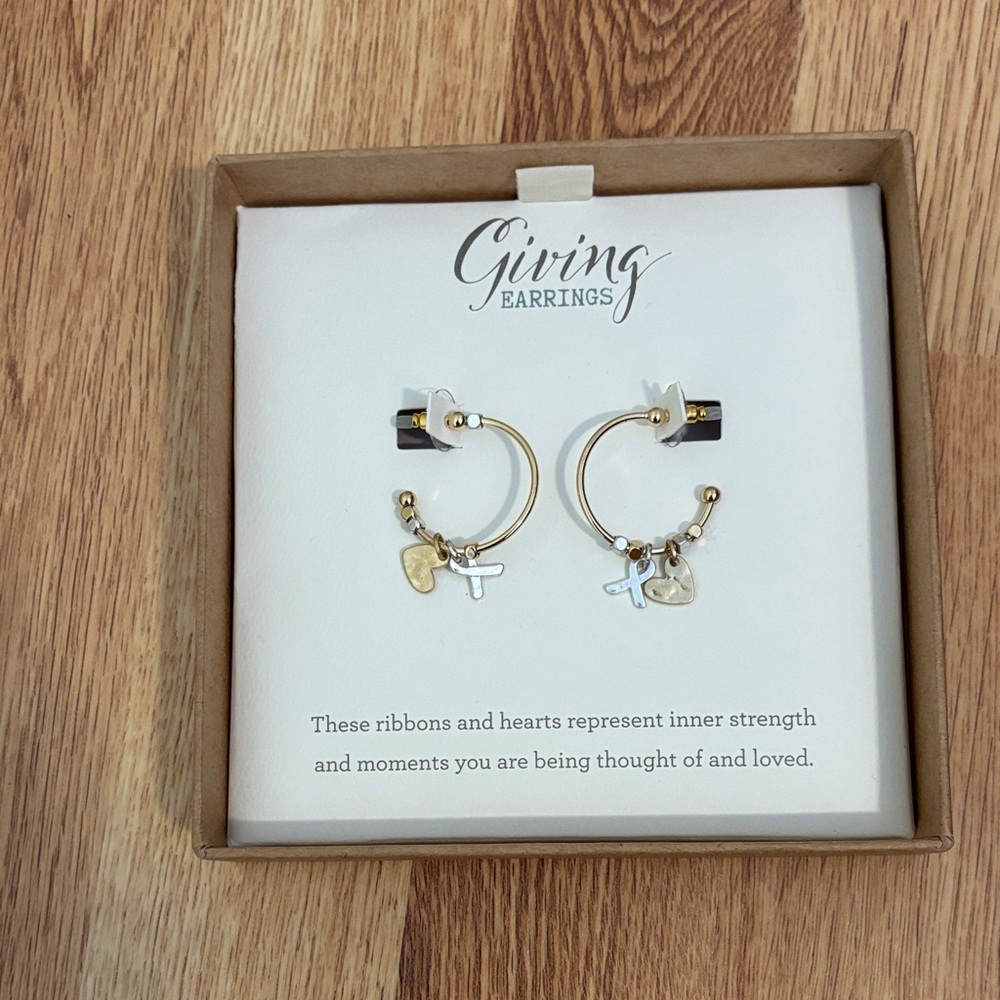 Demdaco Gold and Silver Heart Charm Earrings